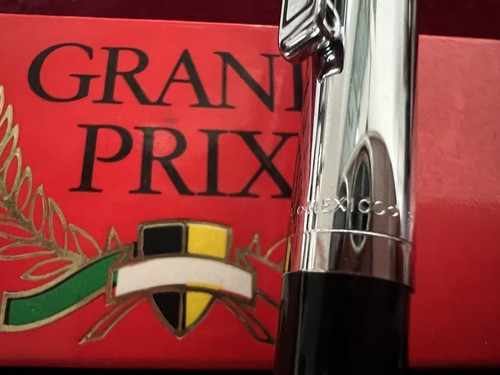 🔴 PAPERMATE penna sfera GRAND PRIX MESSICO cromata a pulsante vintage 1992