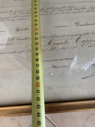 🔴 REPUBLIC OFFICIAL certificate of honor Rome 1960 with frame 