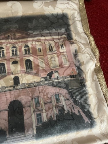 🔴 Quadro PANNELLO TESSUTO con supporti di metallo a bandiera L 40 cm vintage