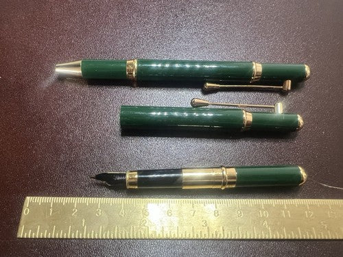 🔴 KELERMES penna stilografica e sfera 2 colori lacca verde smeraldo scrivono