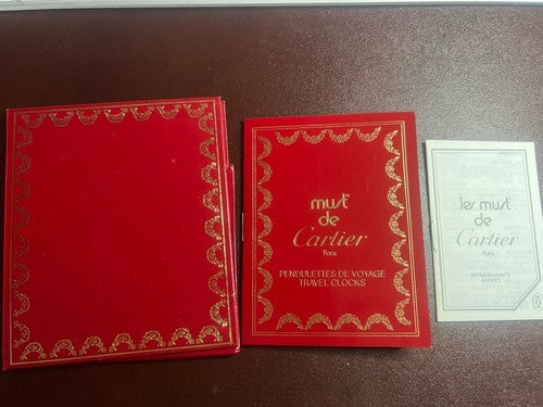 🔴 CARTIER travel clock instructions with booklet and service centers 