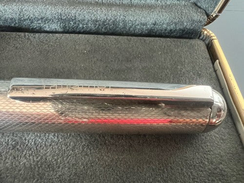 🔴 TAGAMET fountain pen SOLID 925 SILVER guilloche HEAVY WEIGHT writes 