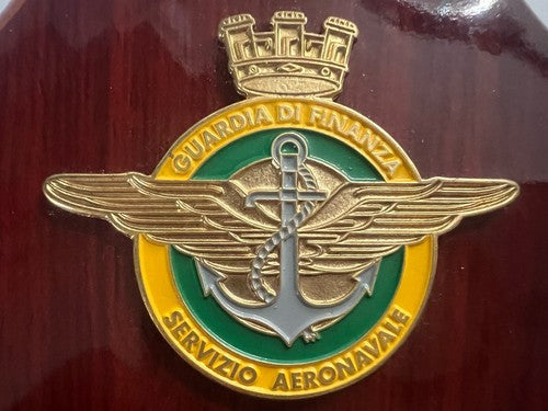 🔴 Crest GUARDIA DI FINANZA AEREONAVALE scudo legno lucidato e smalti h 15