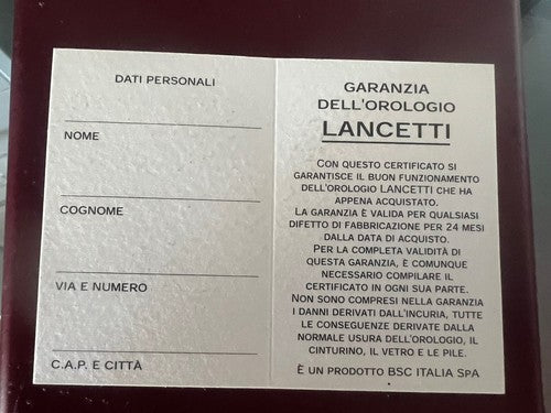 🔴 LANCETTI box scatola orologio cofanetto custodia garanzia vintage