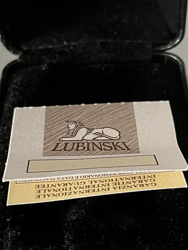 🔴 LUBINSKI scatola accendino pelle nera con garanzia misura interna 3,5x6,5 cm