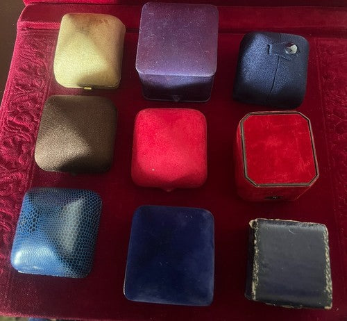 Boîtes Anneau Cas Münzetuis Münzetui Cas Bijou Lot 9 Pièces Vintage 