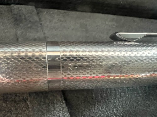 Tagamet Stylo-Plume Stylo à Plume Argent 925 Solid Guillocchè Fort Poids Écrit