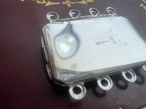 🔴 ARGENTO chiusura collana gancio 4 fili con pietre disegno a righe piramidi