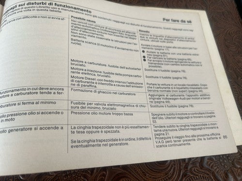 Volkswagen Golf Booklet Car Use Maintenance Italian Original Vintage 1979