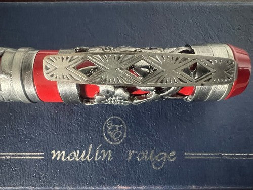 🔴 MOULIN ROUGE penna stilografica lacca rossa cartuccia ridium Point mai usata