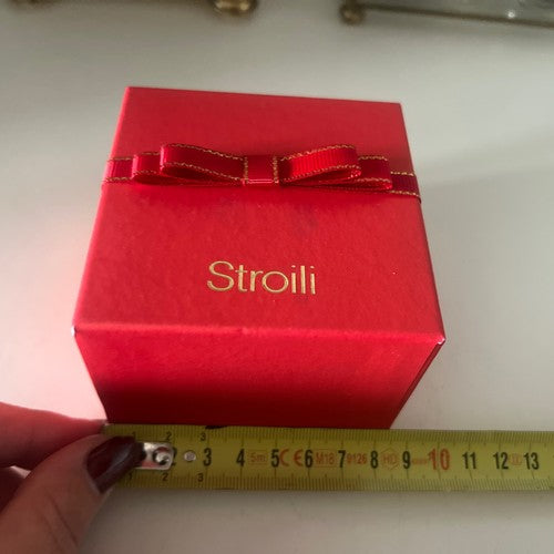 🔴 STROILI jewelry box ring earrings pendant charms with red ribbon 