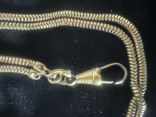 🔴 CATENA orologio tasca bronzata snodata con moschettone L 31 cm VINTAGE