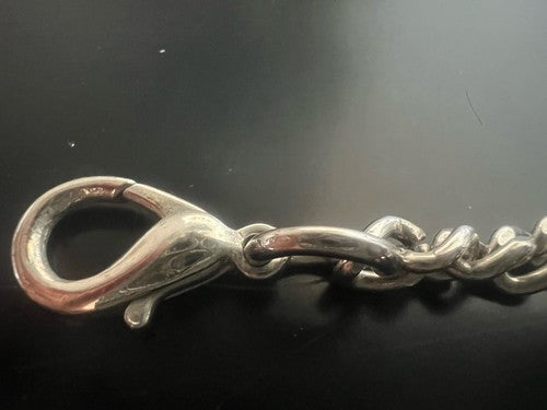 🔴 CATENA orologio tasca cromata con moschettone Lunghezza 22 cm VINTAGE