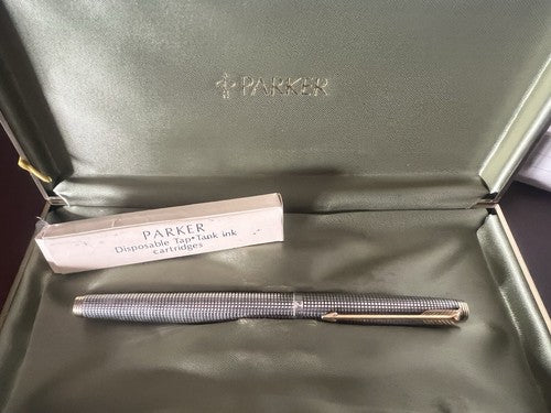 🔴 PARKER 75 fountain pen STERLING SILVER Sonnet ciselè GOLD nib XF