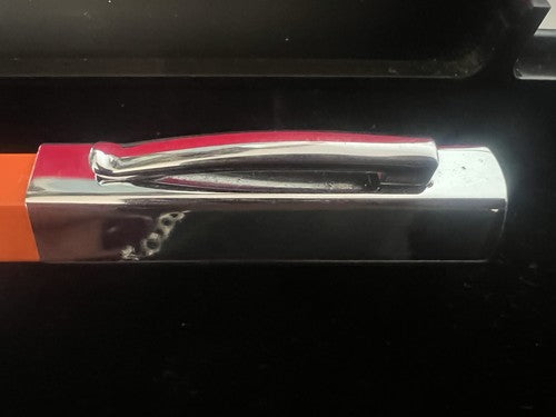 🔴 FABER CASTELL penna sfera arancione profili sagomati astuccio RARA VINTAGE