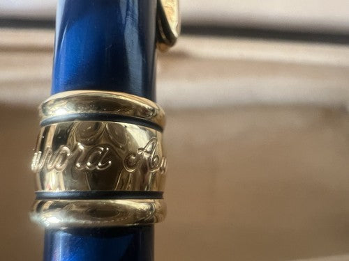 Aurora Stylo-Plume Sphère Magellano Laque Bleu Marbré Profils Doré Vintage I