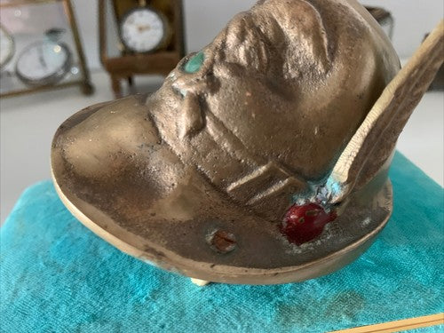 🔴 ALPINE Briefbeschwerer, massive Bronzeskulptur, dreidimensionale Vintage-Schreibtischfigur 