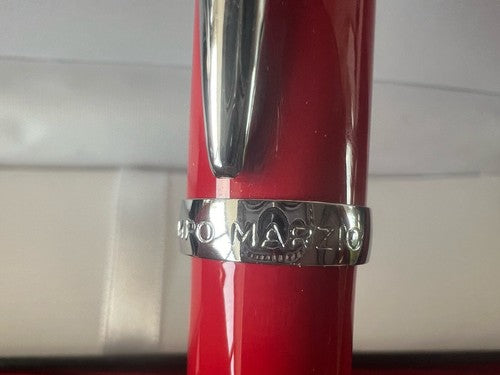 🔴 CAMPO MARZIO Kugelschreiber, roter Lack, Chromprofile, schreibt 