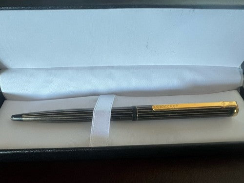 🔴 GOLDRING penna sfera lacca nera righe profili dorati scrive prodotta Germania