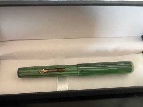 Waterson Stylo-Plume Stylo à Plume Celluloid Vert à Levier Marche Et Écrit Cru