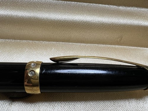 Waterman Stylo-Plume Sphère Ici Et Le Crystal Noire Avec Cristal Écrit Vintage