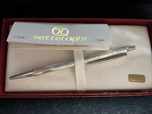 Settelaghi Stylo-Plume Sphère Argent 925 Massif Rayures Écrit Boîte Garantie 6