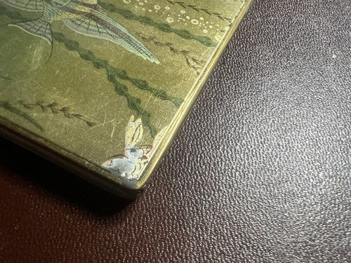 🔴 Porta cipria PESCI pesciolini laminato con piumino specchio vintage