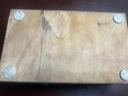 Boite Bois Marqueterie Coffret Avec Serrure 19x11,5 Hauteur 6 CM Vintage