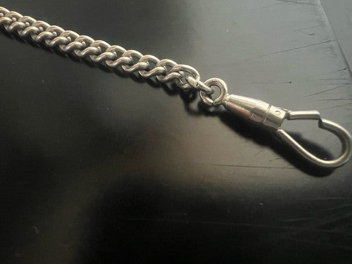 🔴 CATENA orologio tasca cromata con moschettone Lunghezza 29 cm VINTAGE