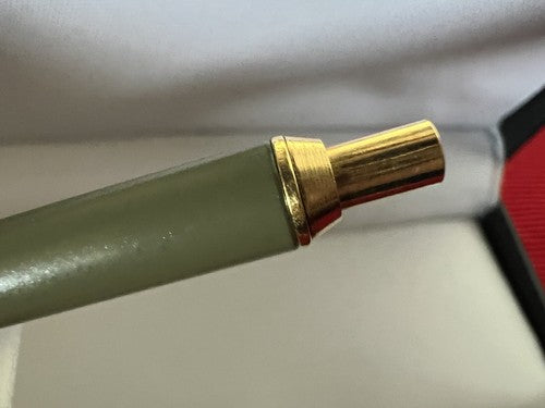 🔴 ELMITEX penna sfera by Montegrappa lacca verde militare a pulsante vintage