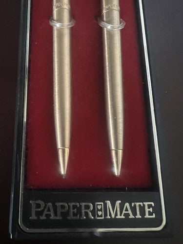 Papermate Penne Crayon Mécanique Métal Dorées 2 Pièces Vintage Trousse