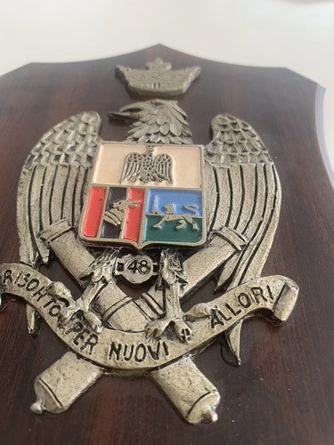 🔴 Militärwappen des 48. Militärregiments: Adler mit Krone, Vintage-Holzschild 