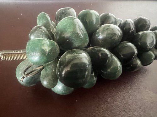 🔴 Grappolo uva GIADA VERDE autentica scultura misura naturale 16x8,5 vintage
