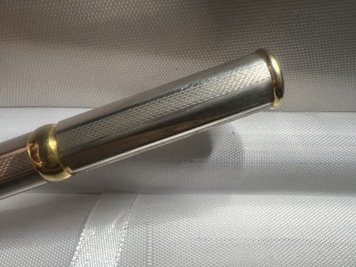Stylo-Plume Sphère Métal Maille Facettes Lisse Guillocchè Écrit Vintage