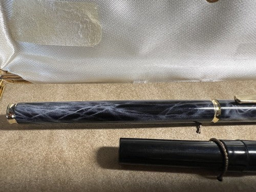 Columbus Stylo-Plume Stylo à Plume Laque Noir Gris Marbré Cartouche Écrit 