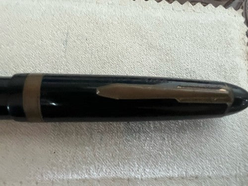 🔴 TROPEN GOLD penna stilografica nera a pistone pennino ORO scrive vintage
