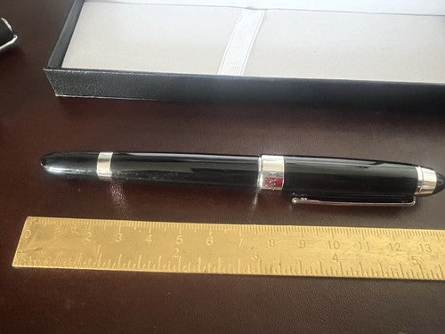 🔴 HUGO BOSS penna stilografica lacca nera a cartuccia profili cromati mai usata