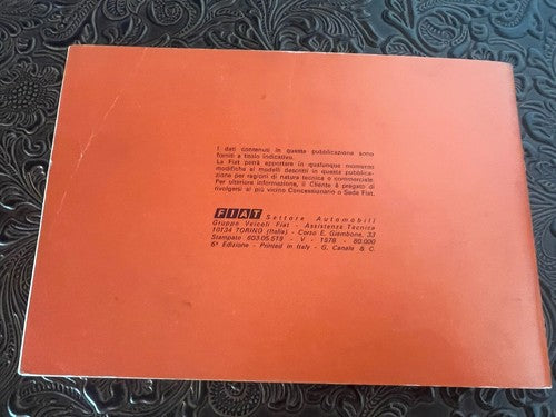 Fiat 126 Booklet Car Use Maintenance Italian Original Vintage