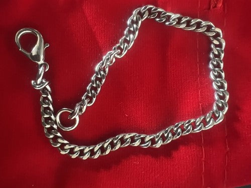 🔴 CATENA orologio tasca cromata con moschettone Lunghezza 22 cm VINTAGE