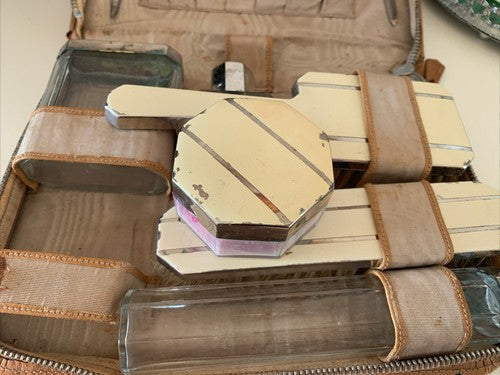 Set Travel Skin Brushes Spcchio Bottles Glass Vintage