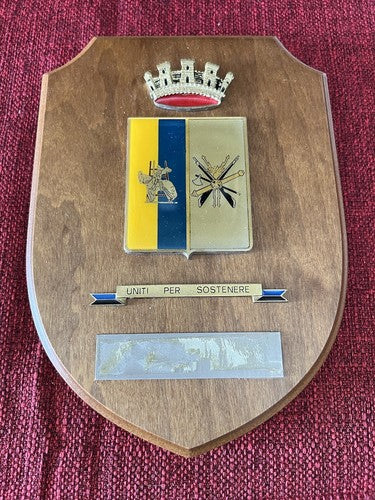 🔴 CREST MILITARE scudo legno 4 officina Riparazione ESERCITO con dedica