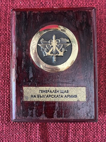 🔴 Crest MARINA RUSSA scudo legno ottone a parete vintage h 11 centimetri