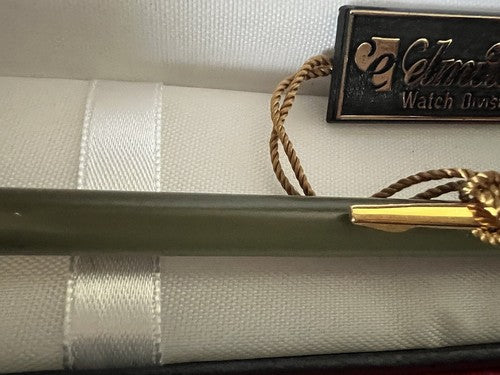🔴 ELMITEX penna sfera by Montegrappa lacca verde militare a pulsante vintage