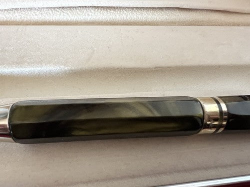 Delta Stylo-Plume Sphère Marbré Facettes Et Argent 925 Écrit Avec Boîte 