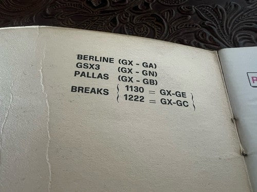 Citroen GS Livret Voiture Utilisation Entretien Berline GX Ga Original Cru 78