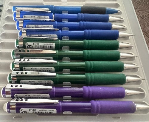 🔴 PENTEL Druckbleistifte mit Drehmechanismus, Minen 0,5 mm, grün-lila-blau, Set 