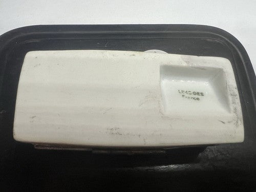 Porcelaine Limoges Porte- Plumes Or Et Platine Stylo-Plume Trousse Boîte