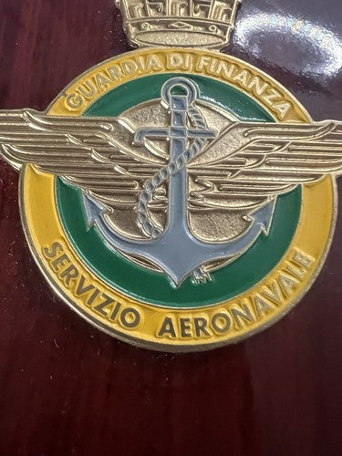 🔴 Crest GUARDIA DI FINANZA AEREONAVALE scudo legno lucidato e smalti h 15
