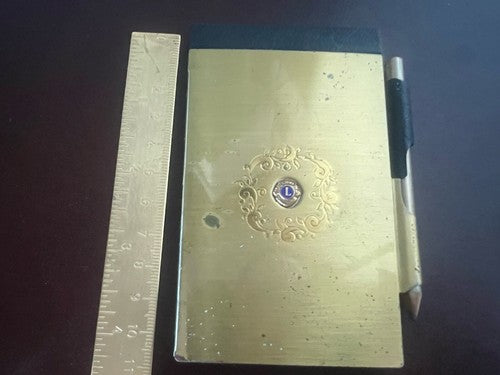 Lion's Club Notepad Golden With Coat-of-Arms & Pencil Vintage L 7 H 11