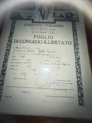 🔴 ITALIAN ARMY unlimited leave with stamps and signatures 1959 ORIGINAL picture 